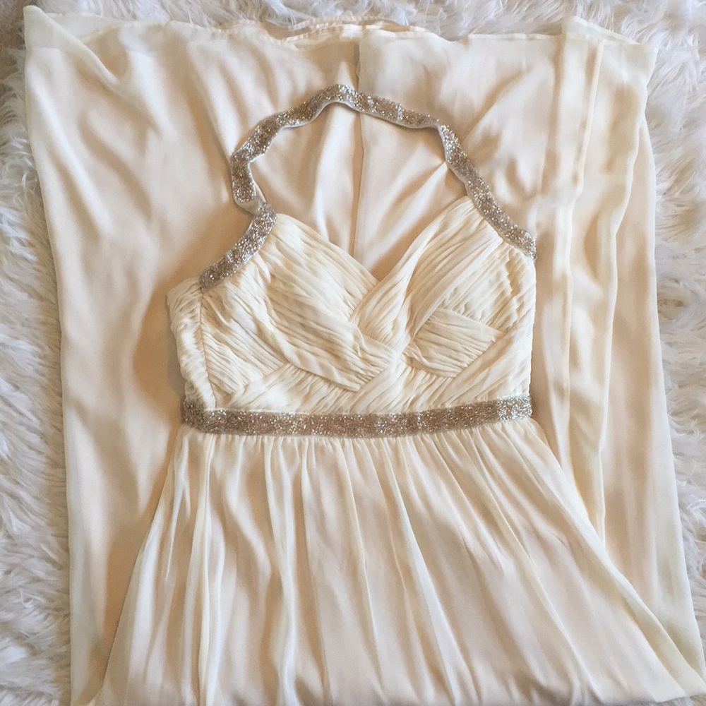 NWT Calvin Klein cream beaded long gown sz 10